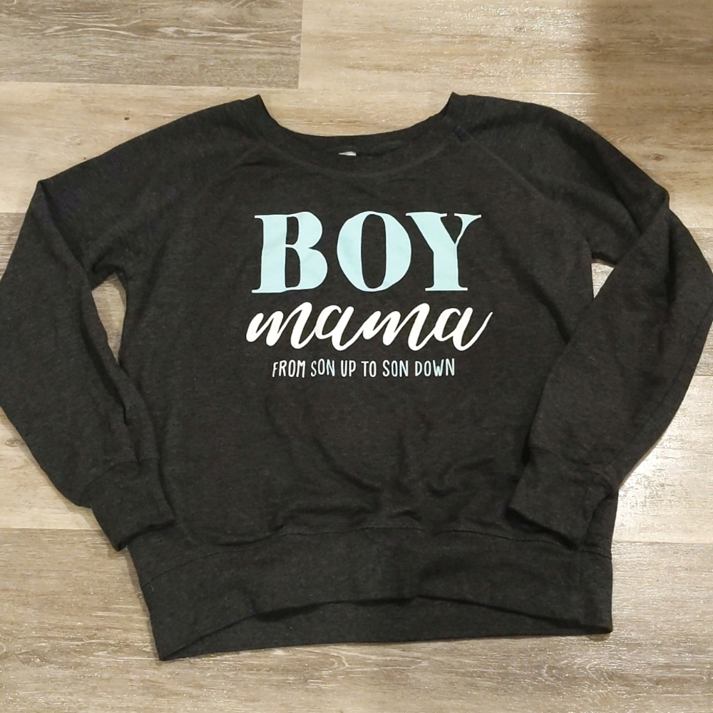 Dark heather gray "Boy Mama" sweatshirt